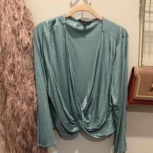 Banana Republic Sea Green Twist Front Blouse